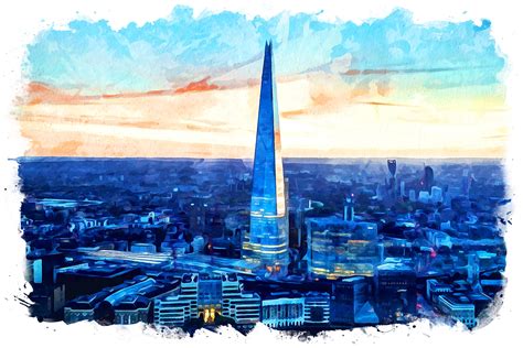 The Shard View Watercolor Graphic by Poster Boutique · Creative Fabrica