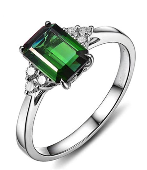 2 Carat Emerald and Diamond Engagement Ring in White Gold - JeenJewels