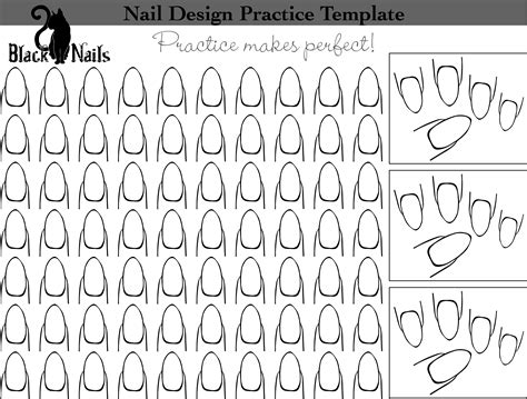 Nail Art Design Practice Sheet - New Versions | Black Cat Nails | Printable nail art templates ...