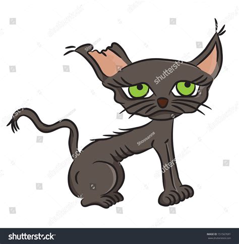 Cartoon Halloween Motive - Thin Ugly Cat (Vector) - 151567691 : Shutterstock