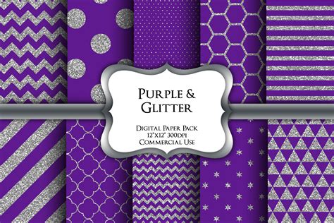 Purple Glitter Digital Paper Pack By Party Pixelz | TheHungryJPEG