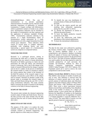 Assessment Of Chemical Engineering Research Output | PDF