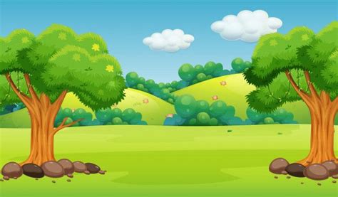 Free Vector | A flat nature background | Nature backgrounds, Landscape background, Cartoon ...