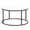 Homcom Modern Coffee Table, Round Center Table With Black Metal Frame For Living Room, White ...