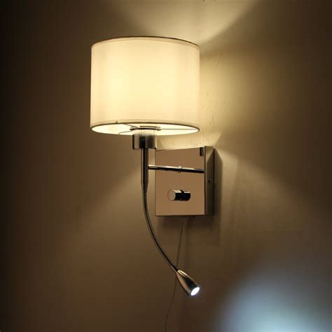 ONEPRE Modern Plug In Bedside Wall Light Hotel Style Polished Chrome Wall Lamp with Flexible 3W ...