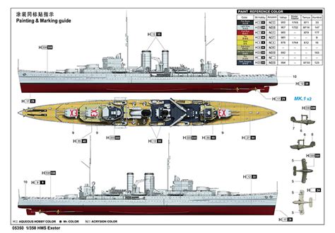 Trumpeter HMS Exeter Heavy Cruiser 350th Scale Plastic Model Boat Kit ...