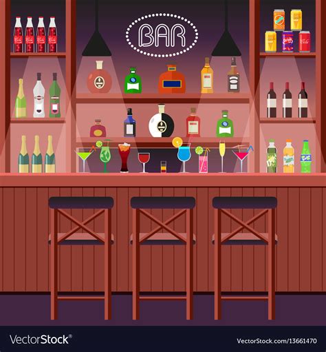 Bar pub or night club counter with alcoholic Vector Image