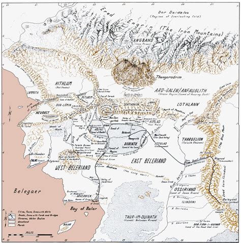 A more accurate map of Beleriand from Karen Wyn Fonstad's book "Atlas of Middle-earth" | Middle ...