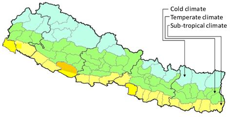 Map of Nepal showing the study areas in different climatic regions. | Download Scientific Diagram