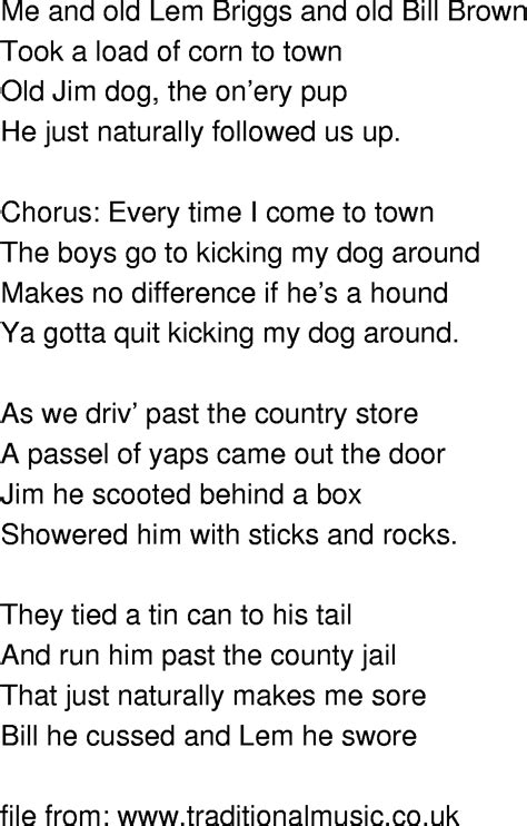 Old-Time Song Lyrics - Hound Dog Song