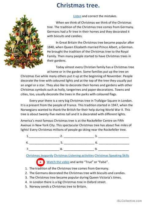 Christmas tree. History and traditio…: English ESL worksheets pdf & doc