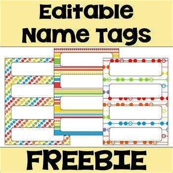 Editable Name Tags and Desk Plates in Bright Colors