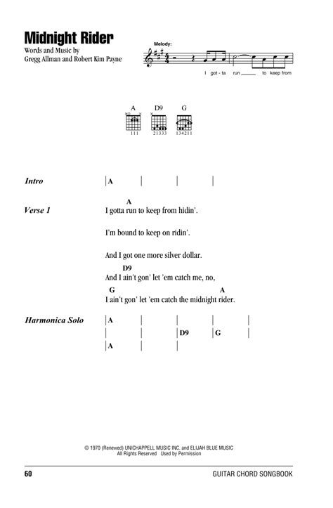 Midnight Rider by Willie Nelson - Guitar Chords/Lyrics - Guitar Instructor