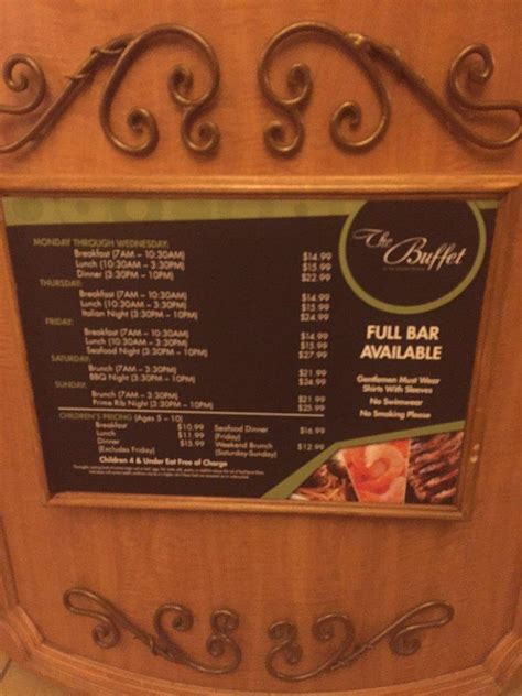 Menu at Golden Nugget Buffet restaurant, Las Vegas