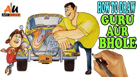 Guru aur Bhole Drawing : How To Draw Guru aur Bhole In simple steps for ...