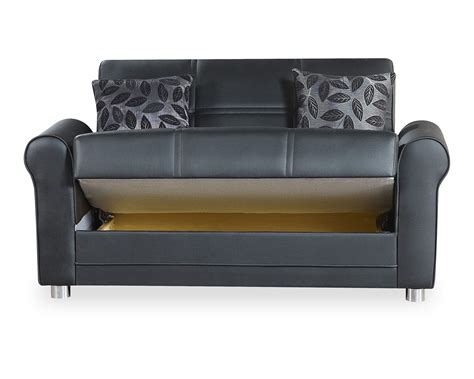 Avalon Plus Black PU Leather Convertible Loveseat by Casamode