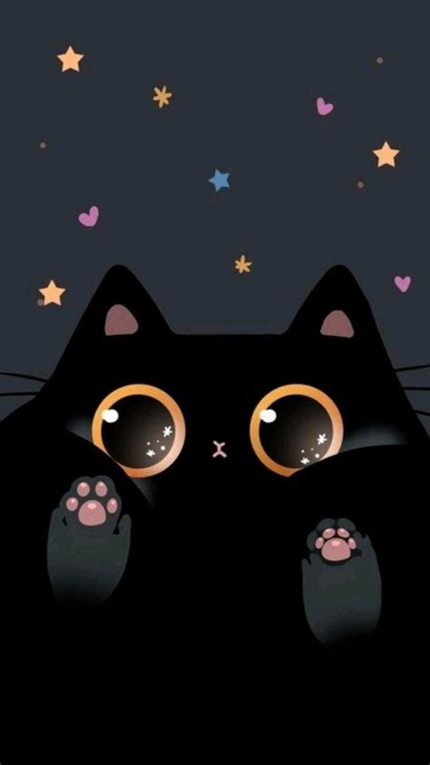 🔥 Download Black Cat Cartoon Wallpaper Cute iPhone by @phutchinson ...