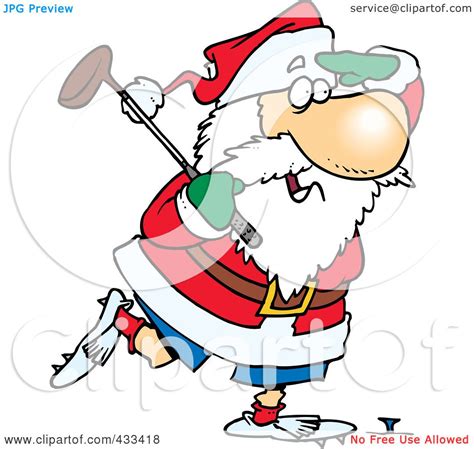 Royalty-Free (RF) Clipart Illustration Of Santa Golfing by Ron Leishman ...