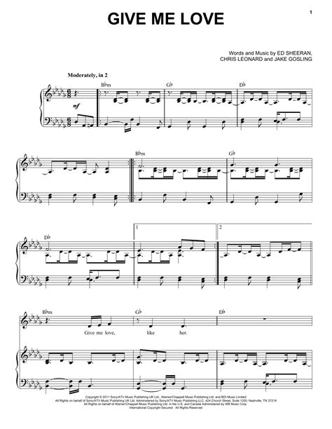 Ed Sheeran "Give Me Love" Sheet Music Notes | Download Printable PDF Score 114723