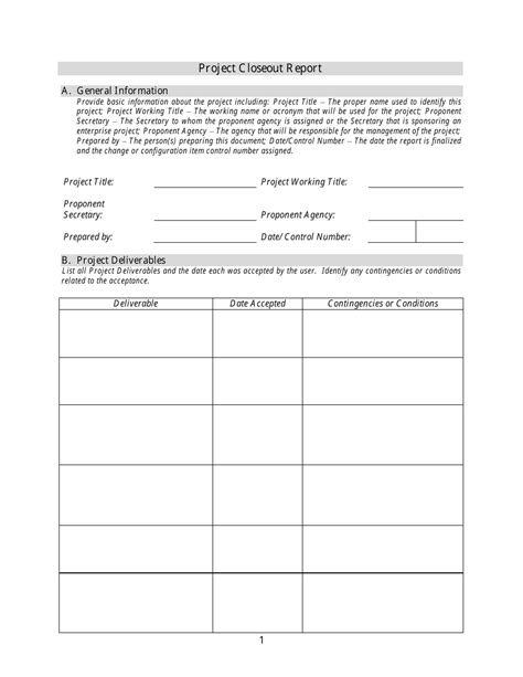 Project Closeout Report Template - Fill Out, Sign Online and Download PDF | Templateroller