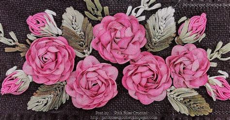 Pink Rose Crochet: Flor Rosas Bordadas com Sianinha