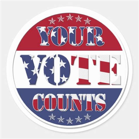 YOUR VOTE COUNTS Round with US Flag & Stars Classic Round Sticker | Zazzle.com