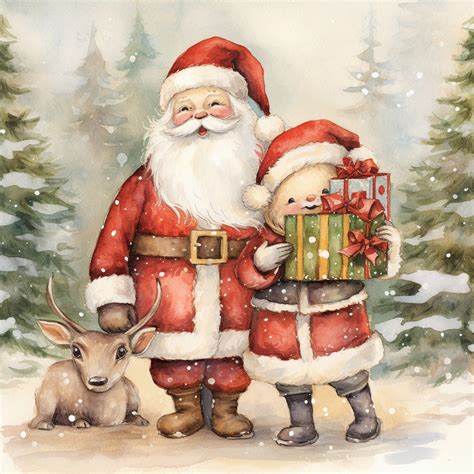 Santa Claus Watercolor Art Free Stock Photo - Public Domain Pictures
