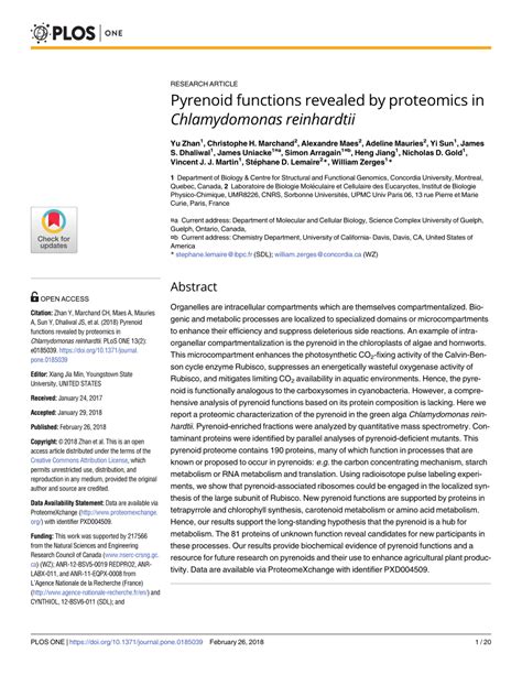 (PDF) Pyrenoid functions revealed by proteomics in Chlamydomonas reinhardtii