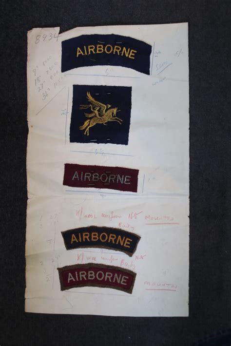 ORIGINAL INTERESTING AND RARE MANUFACTURERS GUIDE SAMPLE AIRBORNE INSIGNIA - Butlers Military ...