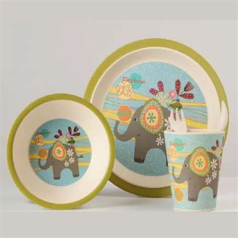 3 Pieces Bamboo Fiber Kids Plate Set at best price in Delhi by Maa Saraswati Enterprises | ID ...