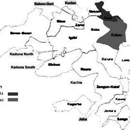 Map of Kaduna State showing the study-areas. | Download Scientific Diagram