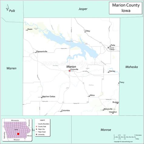 Map of Marion County, Iowa - Where is Located, Cities, Population ...