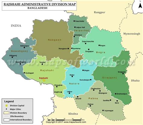 Rajshahi Map, Districts in Rajshahi Division of Bangladesh