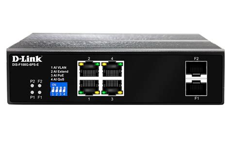 6-Port Gigabit Industrial PoE+ Switch with 4 PoE ports and 2 SFP ports