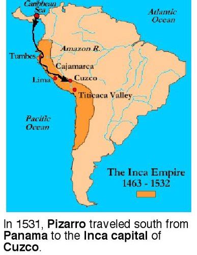 Pizarri overthrows the Inca leader amd conquers Peru which leads to ...