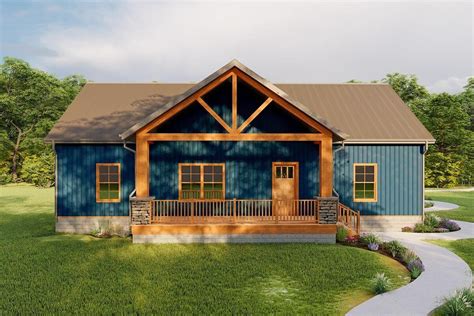 3 Bed Rustic Ranch with Metal Framing and an Open Gabled Front Porch ...