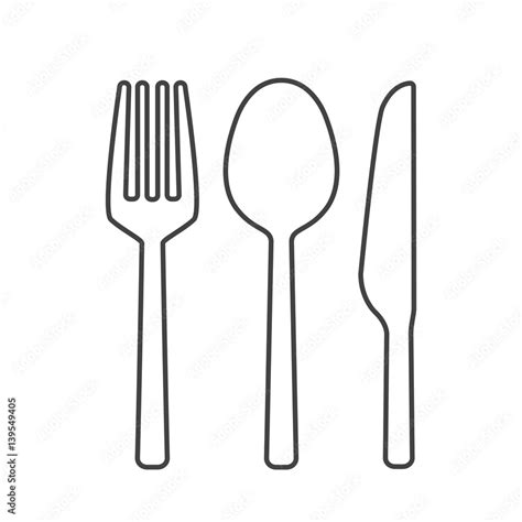 Fork spoon and knife outline vector Stock Vector | Adobe Stock