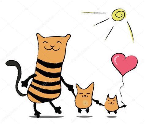 Happy cat family — Stock Vector © kristala #38109185