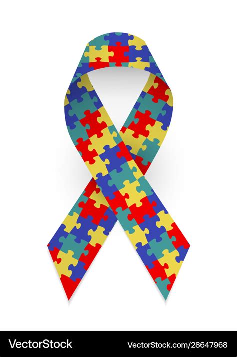 Colorful satin puzzle ribbon as symbol autism Vector Image