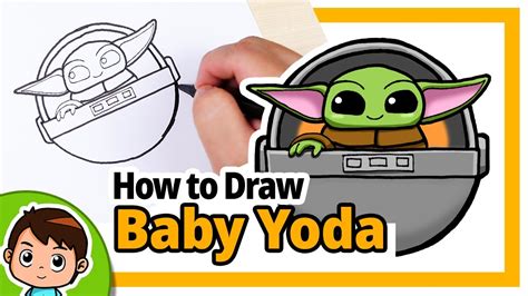 How to draw Baby Yoda in space pod | Star Wars | Step by step drawing ...