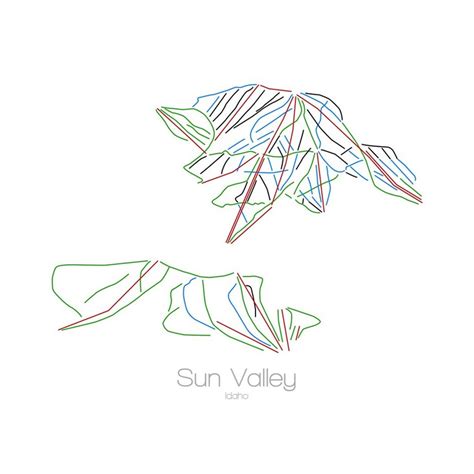 Sun Valley Map Idaho Id Ski Snowboard Trail Map Art Print - Etsy