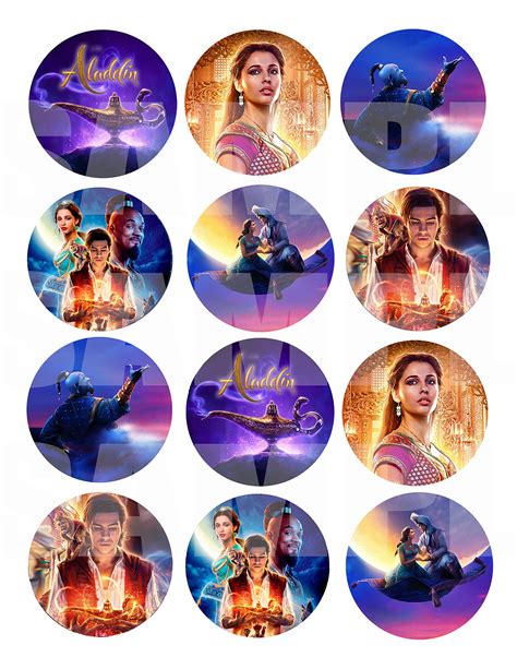 Buy Aladdin Movie Stickers, Large 2.5” Round Circle DIY Stickers to Place onto Party Favor Bags ...