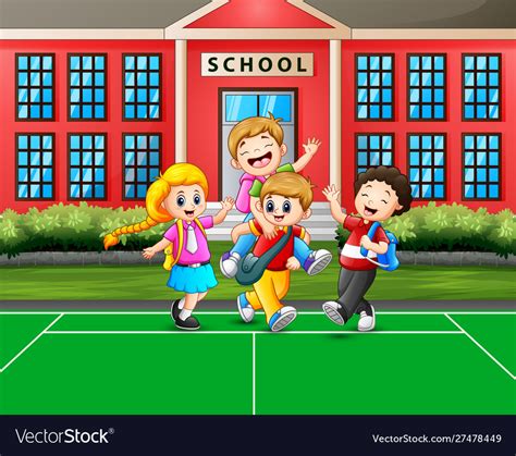 Cartoon children going home after school Vector Image