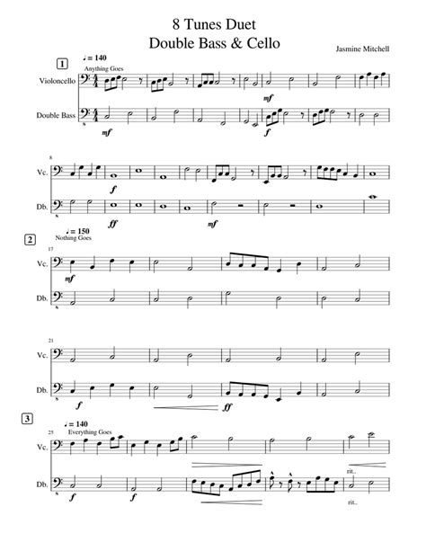 7 Tunes Duet Double Bass & Cello Sheet music for Cello, Contrabass (String Duet) | Musescore.com