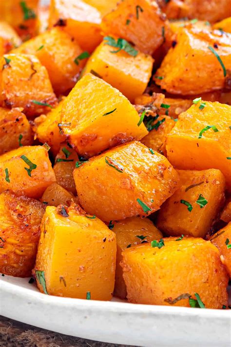 Roasted Butternut Squash (Sweet and Savory ) - Cubes N Juliennes