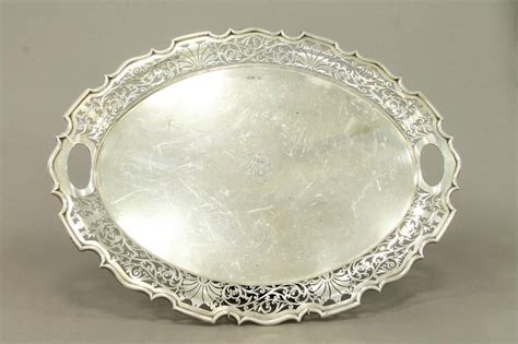 Ornate Sterling Silver Butler's Tray, Sheffield 1905 - Trays, Salvers ...