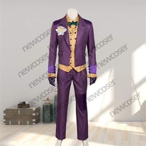 Bat Arkham Asylum Joker Cosplay Costume Outfit Suits Men | Etsy