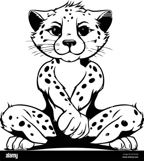 Cartoon cheetah sitting on the ground. Vector illustration Stock Vector Image & Art - Alamy