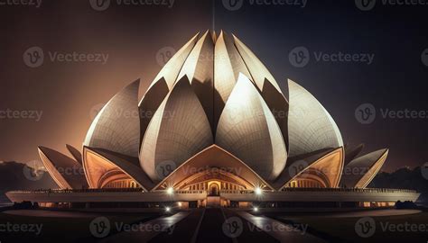 Lotus Temple Experience The God in night Illustration Generative AI 21924694 Stock Photo at Vecteezy