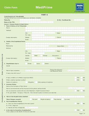 Tata Aig General Insurance Motor Claim Form Pdf | Webmotor.org